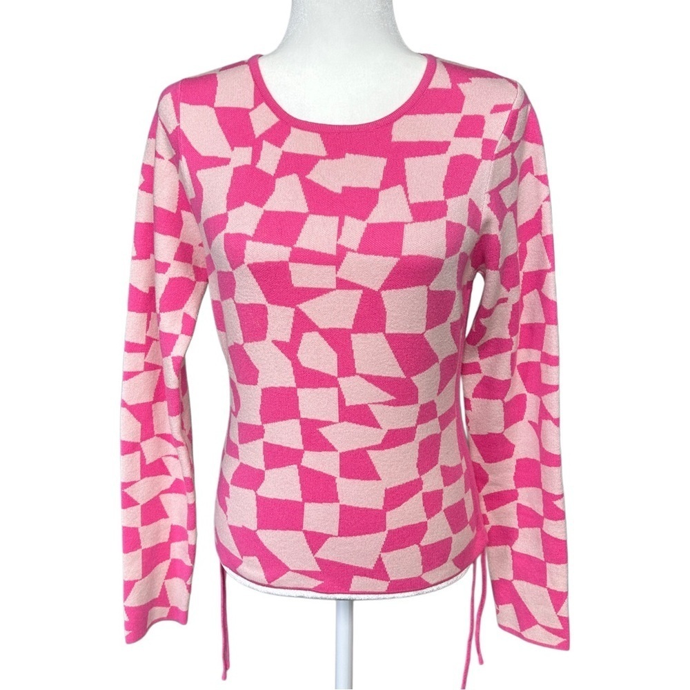 Le Lis Collection Pink Cream Abstract Long Sleeve Shirt Size Large - Picture 1 of 8